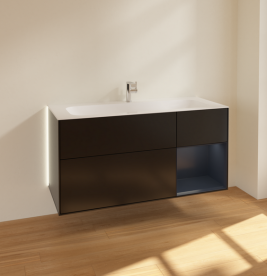 Тумба под раковину Villeroy & Boch Finion 119,6х49,8 см с подсветкой МДФ черный матовый лак/темно-синий матовый лак G070HGPD