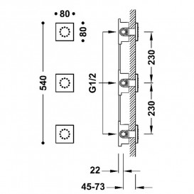 3 прихованих гідромасажних форсунки Tres хром 13451501