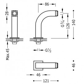 Адаптер Tres для вертикального кріплення змішувачів на борт ванни хром 29987002