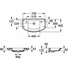 Раковина для ванной подвесная Roca Mohave 75х43 см керамика белая A327889000