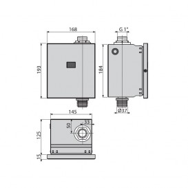 Автоматичний пристрій змиву для унітазу AlcaPlast 12V (працює від мережі) метал ASP3-K