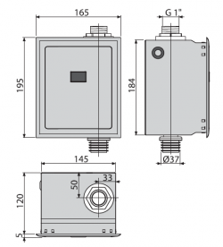 Автоматичний пристрій змиву для унітазу AlcaPlast 6V (батарея харчування) хром пластик ASP3-B