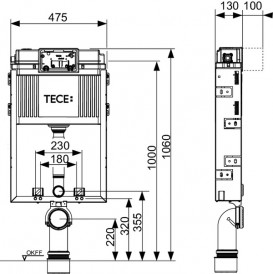 Бачок для подвесного унитаза с фронтальным расположением панели смыва TECE TECEbox 9370000