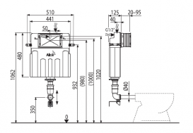 Бачок для унитаза AlcaPlast Basicmodul под кирпичную кладку AM112