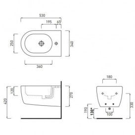 Биде Cielo Smile подвесное с отверстием под смеситель белый SMBSNW
