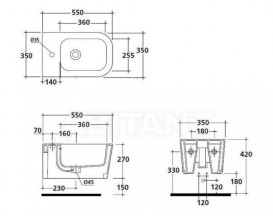 Біде Galassia Meg11 підвісне з отвором під змішувач з переливом білий 5412