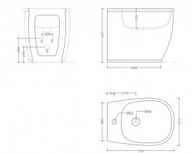 Биде напольное ArtCeram Atelier 37,5х52,5 см керамика синий ATB002 38;00
