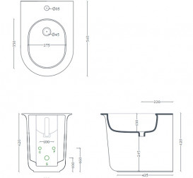 Биде напольное ArtCeram Chic 38х53 см керамика белый матовый CHB002 05;00