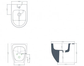 Біде для підлоги ArtCeram Monet 36х52 см кераміка чорний матовий MNB002 17;00