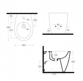 Биде напольное Artceram Step 36х52 см санфарфор белый глянцевый STB002 01;00