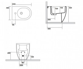Биде напольное Axa Glomp 36,5х51 см керамика белый глянцевый 0202201