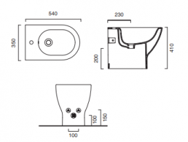 Біде підлогове Catalano Sfera Eco 54х35 см з одним отвором під змішувач кераміка білий 1BIS54ECO00