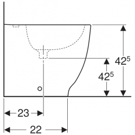 Биде напольное Geberit Acanto приставное к стене закрытая форма санфарфор белый 500.603.01.2