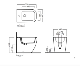 Біде підлогове Hatria Bianca 52х36 см кераміка білий глянцевий 01Y1V901