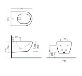 Биде подвесное Hatria Fusion 48,5х35,5 см керамика белый A0Y0U602