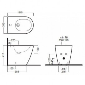 Биде напольное Hatria Fusion Alchemy 35.5х54 см санфарфор белый A0Y0U6