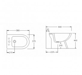 Биде напольное Hatria Marilyn 37,5х58 см санфарфор белый Y0QG