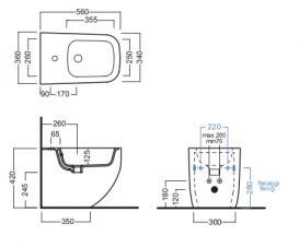 Біде підлогове Hatria Next Alchemy 36х56 см санфарфор антрацит A0Y3AU08