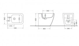 Біде підлогове Hidra Faster Kiub 36,5х54 см санфаянс чорний матовий мармур KI14 102 black matt marble