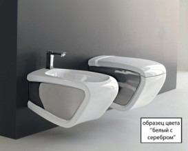 Биде напольное Hidra Hi-Line 38х54,5 см санфаянс белый/серебро HI14 014 bianco/platino
