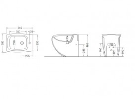 Біде підлогове Hidra Hi-Line 38х54,5 см санфаянс білий/срібло HI14 014 bianco/platino