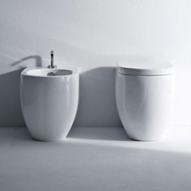 Биде напольное Kerasan Flo с 1 отверстием в комплекте с крепежом белый 312001