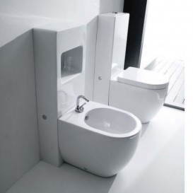 Биде напольное Kerasan Flo с 1 отверстием в комплекте с крепежом белый 312001