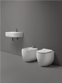 Биде напольное Kerasan Flo с 1 отверстием в комплекте с крепежом белый 312201