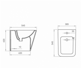 Биде напольное Ponsi Wave 36,5х54,5 см керамика белый глянец BC WAV L BIDE