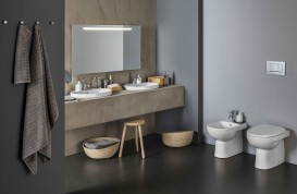 Биде напольное приставное Geberit Selnova 35х53 см фарфор белый 500.289.01.1