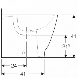Биде напольное приставное Geberit Smyle Square 35х54 см фарфор белый 500.841.00.1