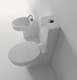 Биде напольное приставное Kerasan Cento с одним отверстием белое 352001