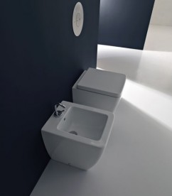 Биде напольное приставное Kerasan Ego с 1 отверстием в комплекте с крепежом белый 322101