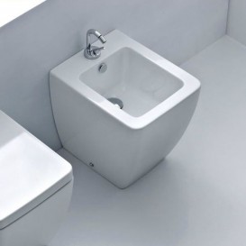 Биде напольное приставное Kerasan Ego с 1 отверстием в комплекте с крепежом белый 322101