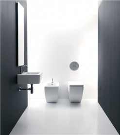 Биде напольное приставное Kerasan Ego с 1 отверстием в комплекте с крепежом белый 322001