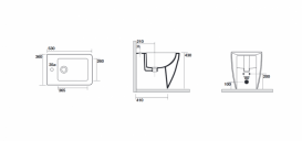 Биде напольное приставное Kerasan Ego с 1 отверстием в комплекте с крепежом белый 322001