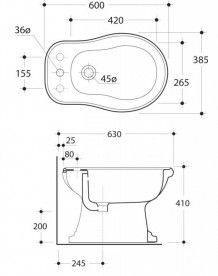 Биде напольное приставное Kerasan Retro с отверстием перелива белый 102001
