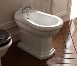 Биде напольное приставное Kerasan Retro с отверстием перелива белый 102001