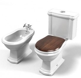 Биде напольное приставное Kerasan Retro с отверстием перелива белый 102001