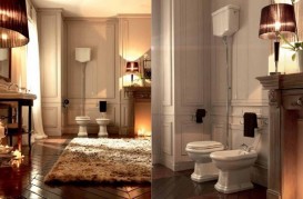 Биде напольное приставное Kerasan Retro с отверстием перелива белый 102001