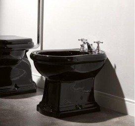 Біде підлогове приставне Kerasan Retro з отвором переливу чорний 102004