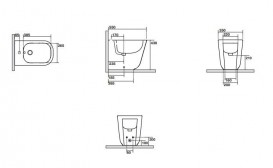 Биде напольное приставное Kerasan Tribeca с крепежом WB5N бургундия матовый 512075