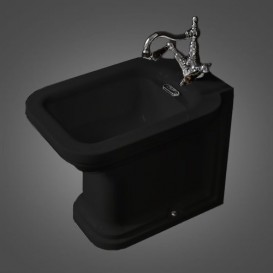 Биде напольное приставное Kerasan Waldorf с одним отверстием черный глянцевый хром 4121K4