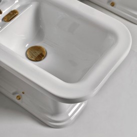 Біде підлогове приставне Kerasan Waldorf чаша прямокутна білий / бронза 4121K3