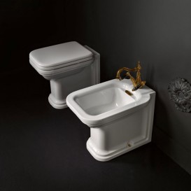 Біде підлогове приставне Kerasan Waldorf чаша прямокутна білий / бронза 4121K3