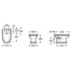 Биде напольное Roca America 39.5х64.5 см керамика белый A357490000