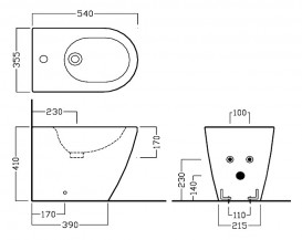 Биде напольное с одним отверстием Hatria Fusion 35.5х54 см белый Y0U601