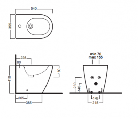Биде напольное с одним отверстием Hatria Fusion 35.5х54 см пепельный A0Y0U645