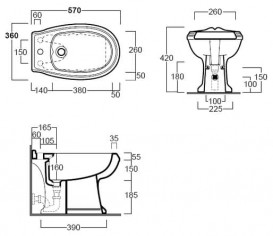 Биде напольное Simas Arcade 36х57 см фаянс белый AR 833