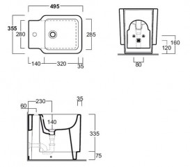 Биде напольное Simas Flow 35,5х49,5 см фаянс белый FL 62